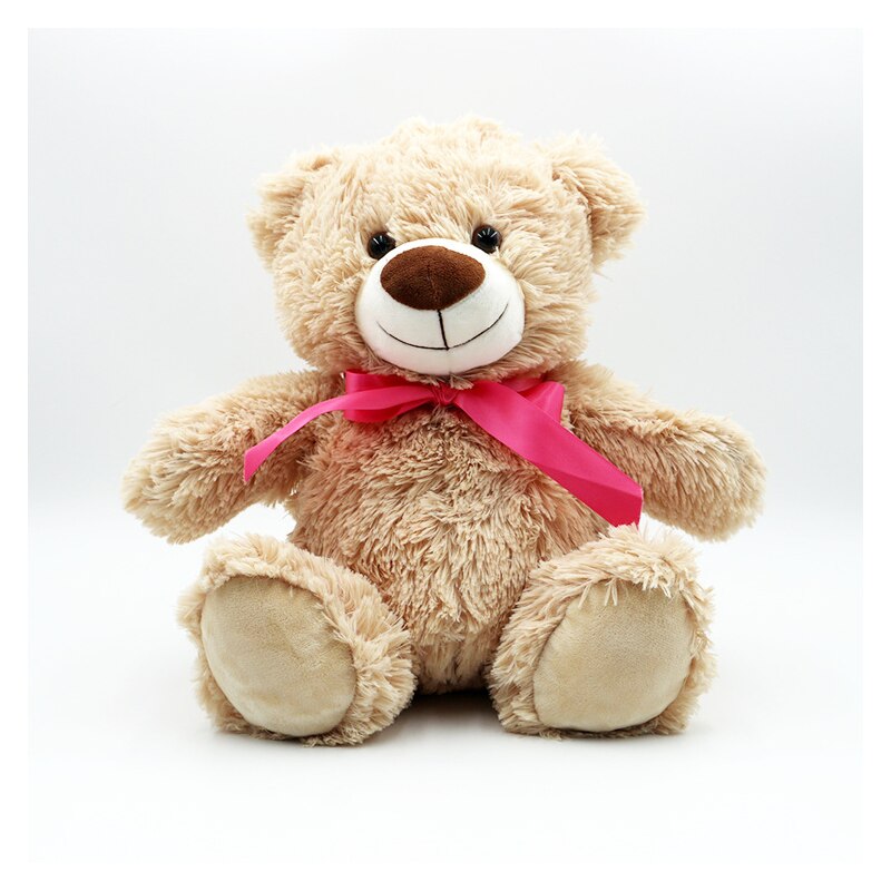 귀여운 작은 곰 테디 베어 인형 봉제 장난감 베개 인형, 핑크 활 베이지, 어린이날 휴일 선물, 생일 선물